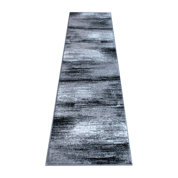 Grey,2' x 7' |#| Abstract Style Accent Area Rug - Gray Scraped Pattern - 2' x 7'