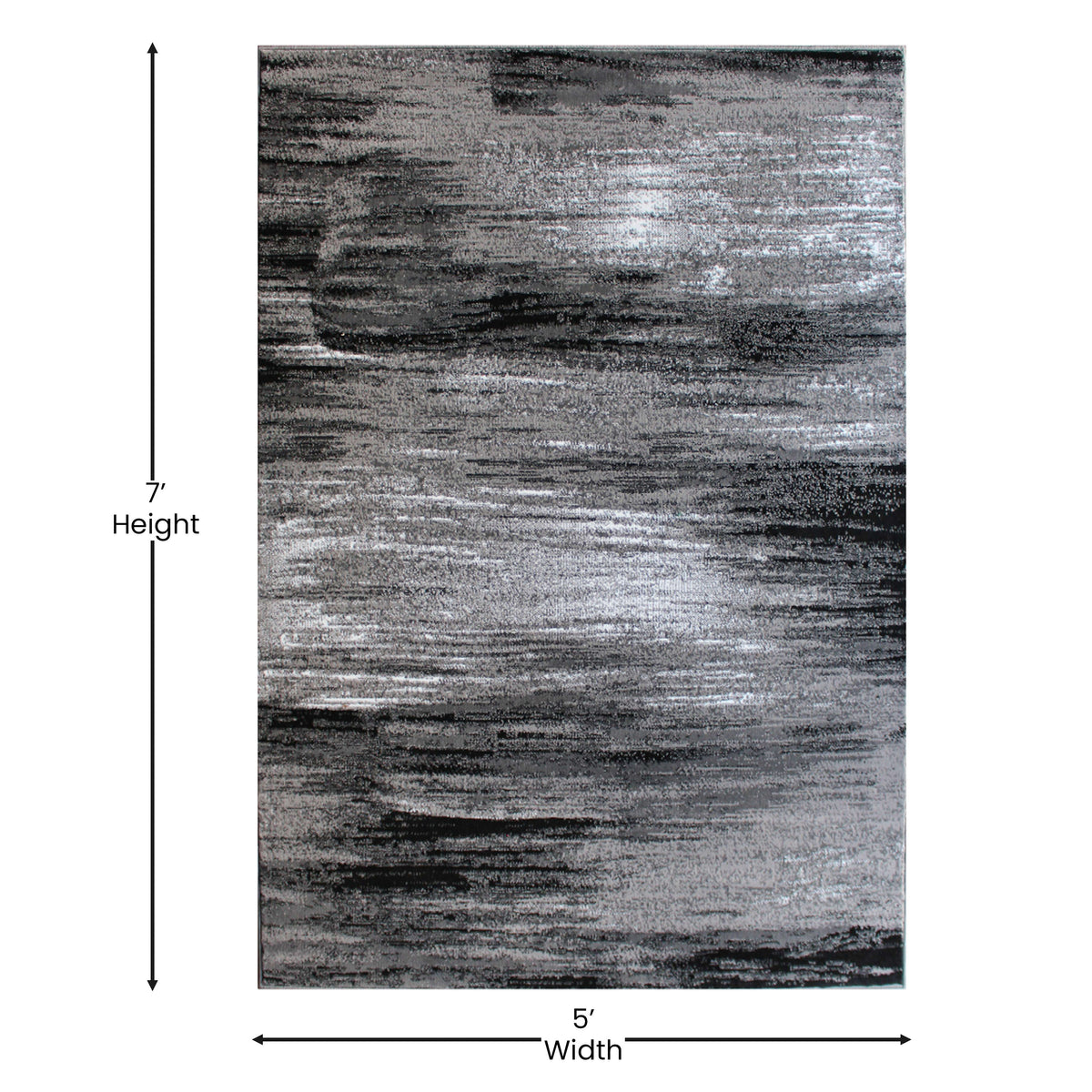 Grey,5' x 7' |#| Abstract Style Accent Area Rug - Gray Scraped Pattern - 5' x 7'