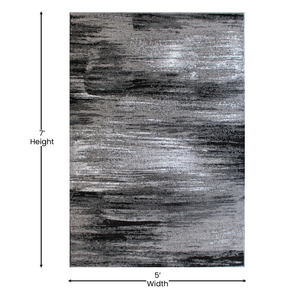 Grey,5' x 7' |#| Abstract Style Accent Area Rug - Gray Scraped Pattern - 5' x 7'