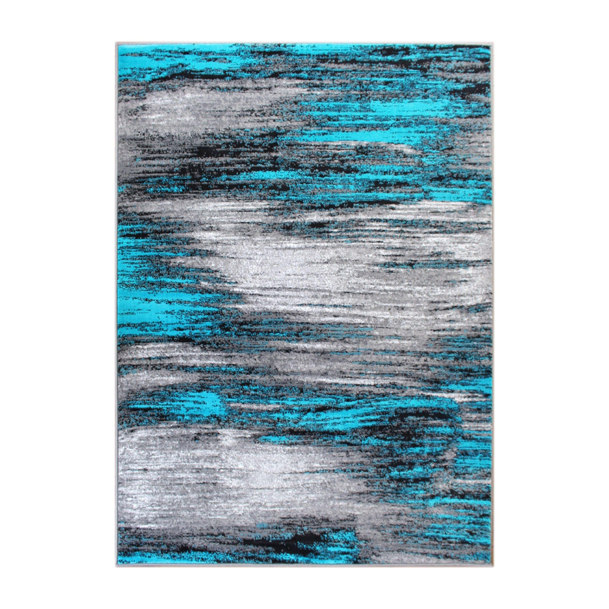 Turquoise,6' x 9' |#| Abstract Style Accent Area Rug - Turquoise & Gray Scraped Pattern - 6' x 9'