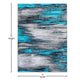 Turquoise,6' x 9' |#| Abstract Style Accent Area Rug - Turquoise & Gray Scraped Pattern - 6' x 9'