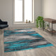 Turquoise,6' x 9' |#| Abstract Style Accent Area Rug - Turquoise & Gray Scraped Pattern - 6' x 9'