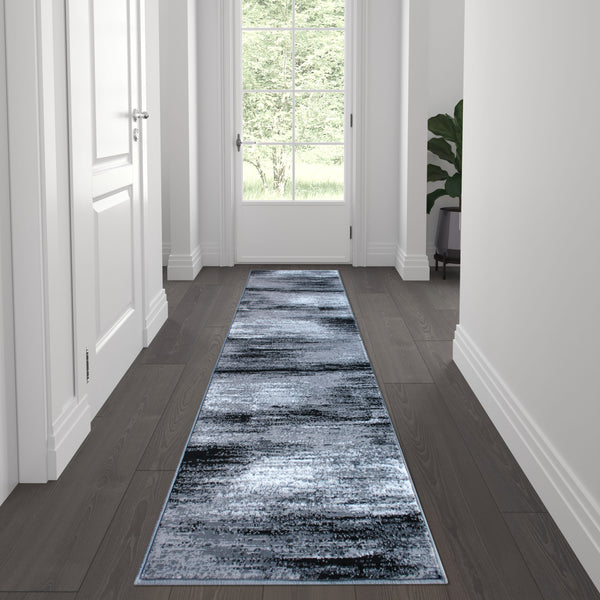 Grey,2' x 7' |#| Abstract Style Accent Area Rug - Gray Scraped Pattern - 2' x 7'