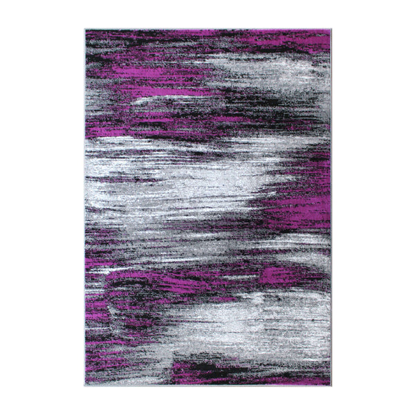 Purple,8' x 10' |#| Abstract Style Accent Area Rug - Purple & Gray Scraped Pattern - 8' x 10'