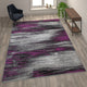 Purple,8' x 10' |#| Abstract Style Accent Area Rug - Purple & Gray Scraped Pattern - 8' x 10'