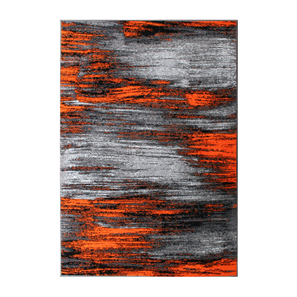 Orange,5' x 7' |#| Abstract Style Accent Area Rug - Orange & Gray Scraped Pattern - 5' x 7'