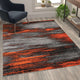 Orange,5' x 7' |#| Abstract Style Accent Area Rug - Orange & Gray Scraped Pattern - 5' x 7'