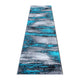 Turquoise,2' x 7' |#| Abstract Style Accent Area Rug - Turquoise & Gray Scraped Pattern - 2' x 7'