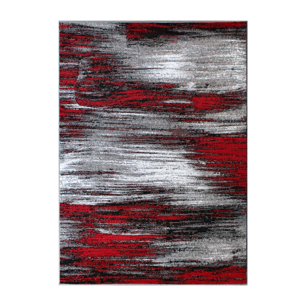Red,8' x 10' |#| Abstract Style Accent Area Rug - Red & Gray Scraped Pattern - 8' x 10'