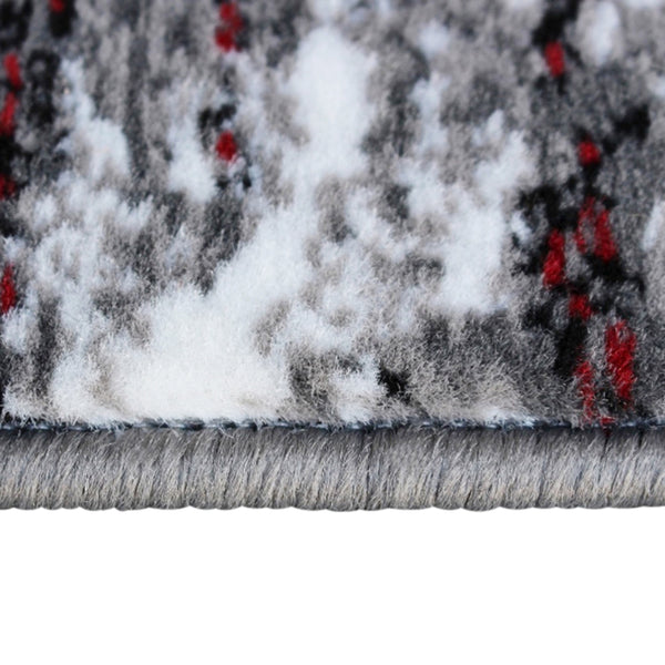 Red,2' x 10' |#| Abstract Style Accent Area Rug - Red & Gray Scraped Pattern - 2' x 10'