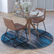 Blue,5' Round |#| Abstract Style Accent Area Rug - Scraped Pattern - Blue & Gray - 5' x 5' Round