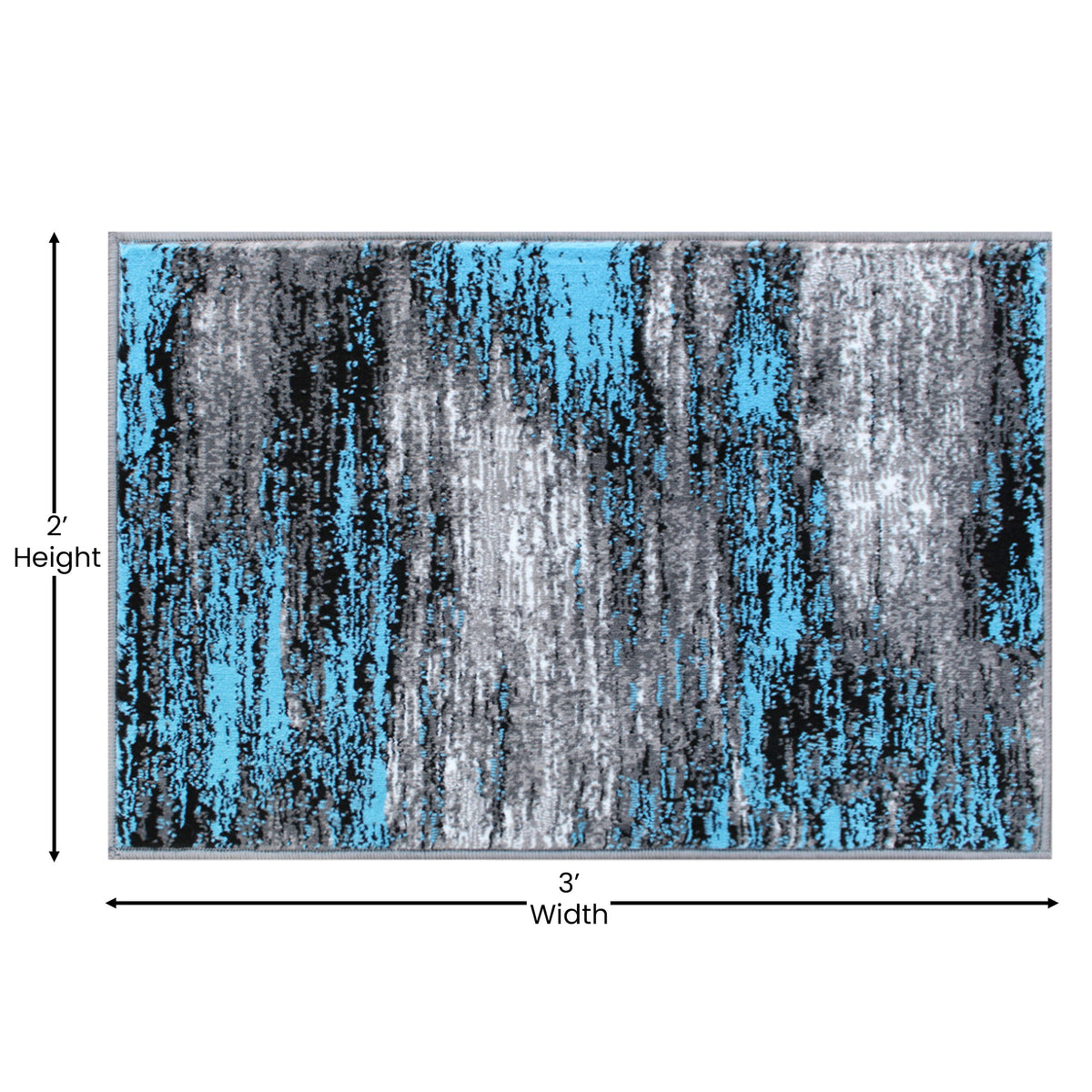 Blue,2' x 3' |#| Abstract Style Accent Area Rug - Blue Scraped Pattern - 2' x 3'