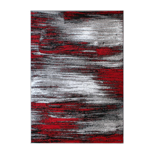 Red,6' x 9' |#| Abstract Style Accent Area Rug - Red & Gray Scraped Pattern - 6' x 9'