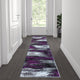 Purple,2' x 7' |#| Abstract Style Accent Area Rug - Purple & Gray Scraped Pattern - 2' x 7'