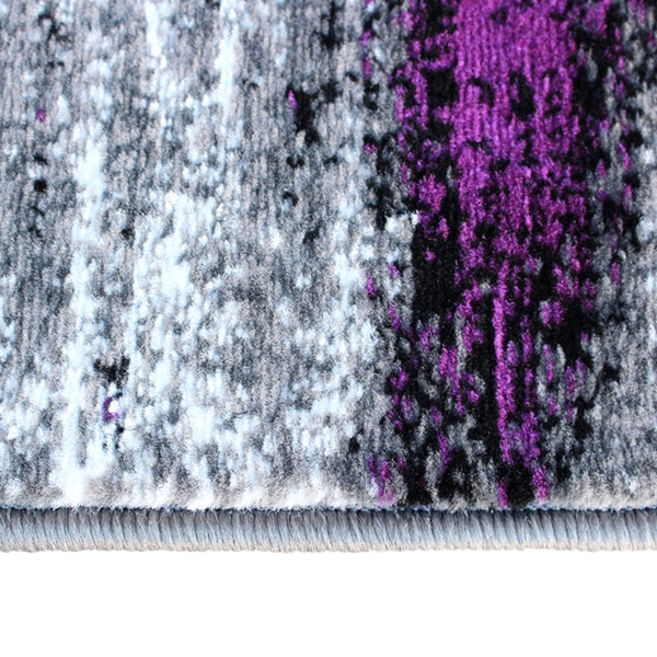 Purple,2' x 7' |#| Abstract Style Accent Area Rug - Purple & Gray Scraped Pattern - 2' x 7'