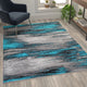 Turquoise,5' x 7' |#| Abstract Style Accent Area Rug - Turquoise & Gray Scraped Pattern - 5' x 7'