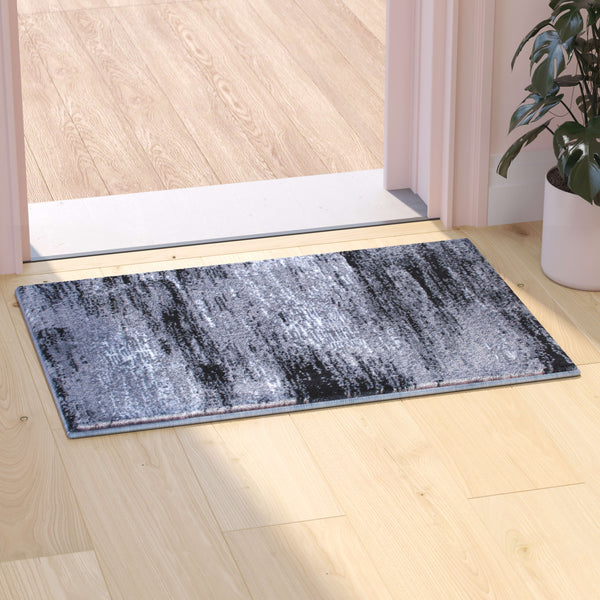 Grey,2' x 3' |#| Abstract Style Accent Area Rug - Gray Scraped Pattern - 2' x 3'