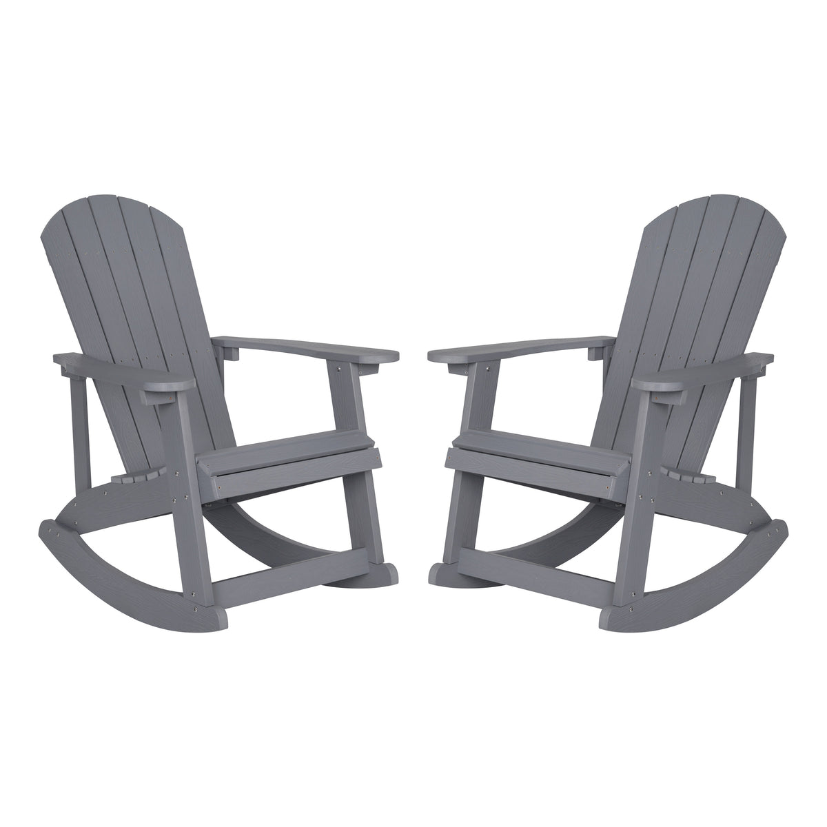 Light Gray |#| Adirondack Poly Resin Rocking Chairs for Indoor/Outdoor Use in White - 2 Pack