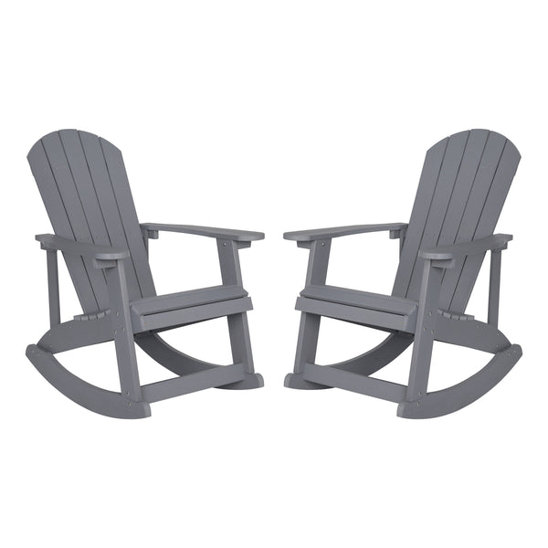 Light Gray |#| Adirondack Poly Resin Rocking Chairs for Indoor/Outdoor Use in White - 2 Pack