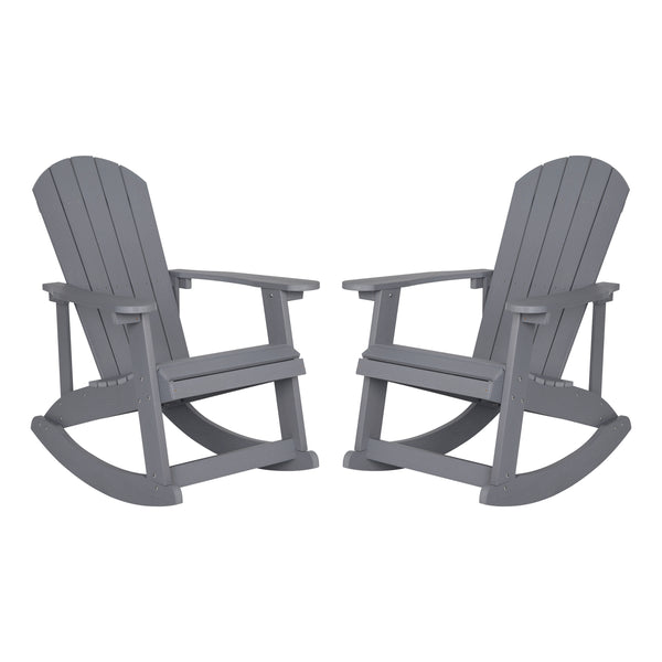 Light Gray |#| Adirondack Poly Resin Rocking Chairs for Indoor/Outdoor Use in White - 2 Pack