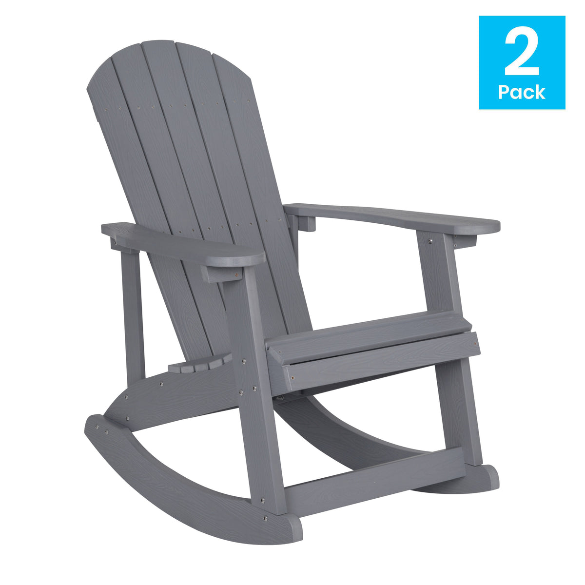 Light Gray |#| Adirondack Poly Resin Rocking Chairs for Indoor/Outdoor Use in White - 2 Pack