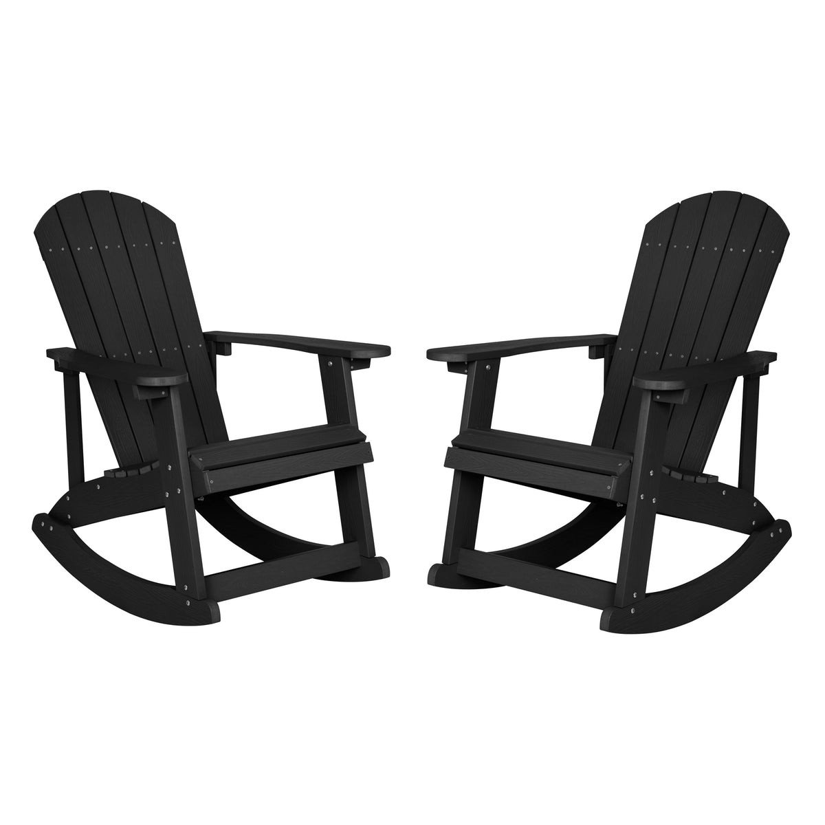 Black |#| Adirondack Poly Resin Rocking Chairs for Indoor/Outdoor Use in Black - 2 Pack