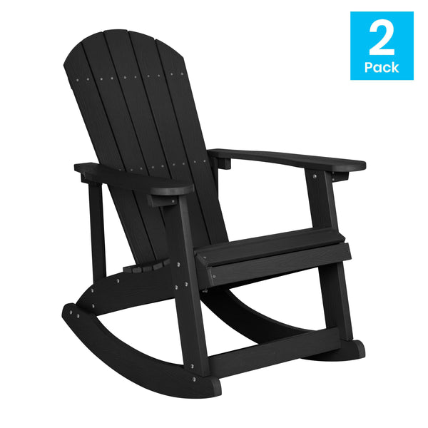 Black |#| Adirondack Poly Resin Rocking Chairs for Indoor/Outdoor Use in Black - 2 Pack