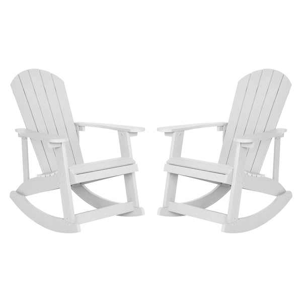 White |#| Adirondack Poly Resin Rocking Chairs for Indoor/Outdoor Use in Navy - 2 Pack