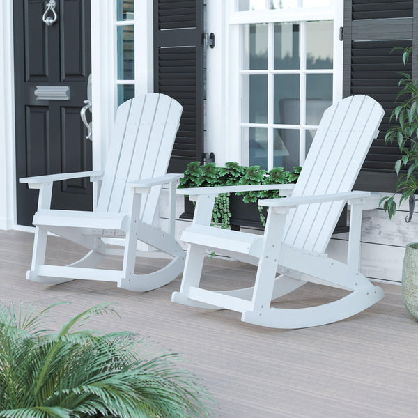 White |#| Adirondack Poly Resin Rocking Chairs for Indoor/Outdoor Use in Navy - 2 Pack