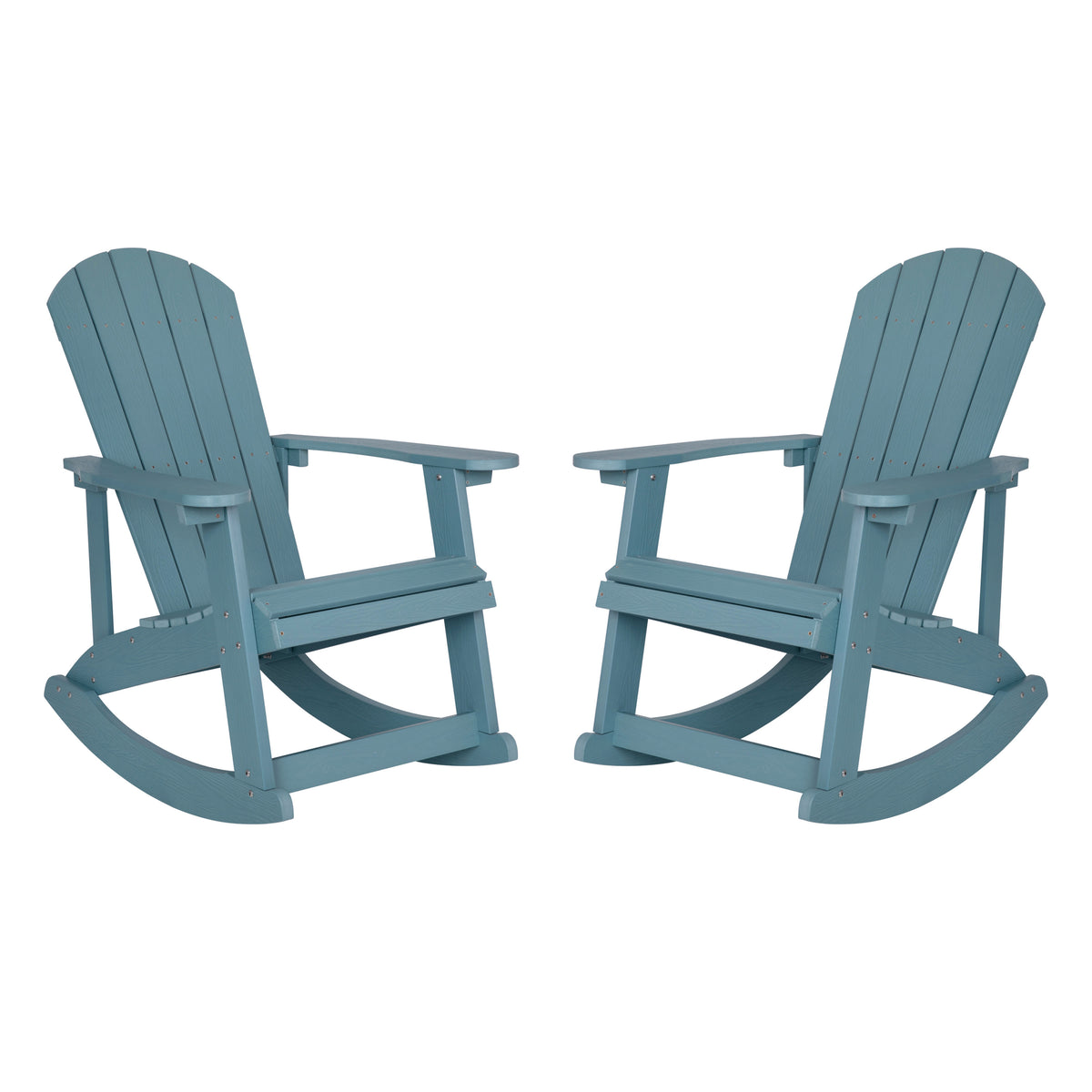 Sea Foam |#| Adirondack Poly Resin Rocking Chairs for Indoor/Outdoor Use in Sea Foam - 2 Pack