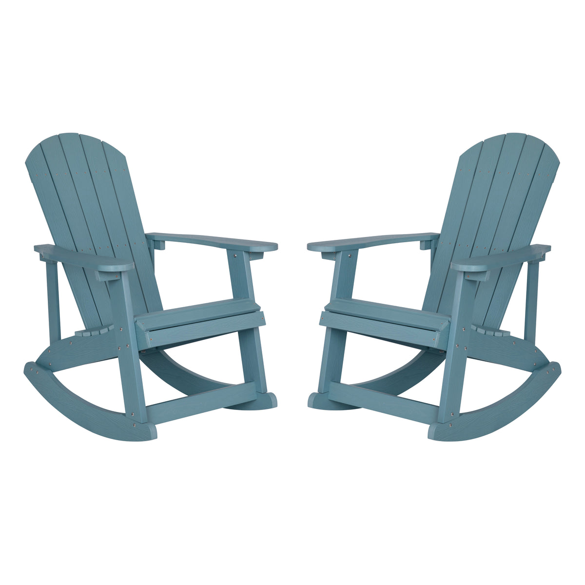 Sea Foam |#| Adirondack Poly Resin Rocking Chairs for Indoor/Outdoor Use in Sea Foam - 2 Pack