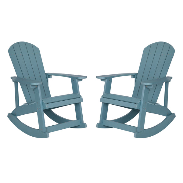 Sea Foam |#| Adirondack Poly Resin Rocking Chairs for Indoor/Outdoor Use in Sea Foam - 2 Pack