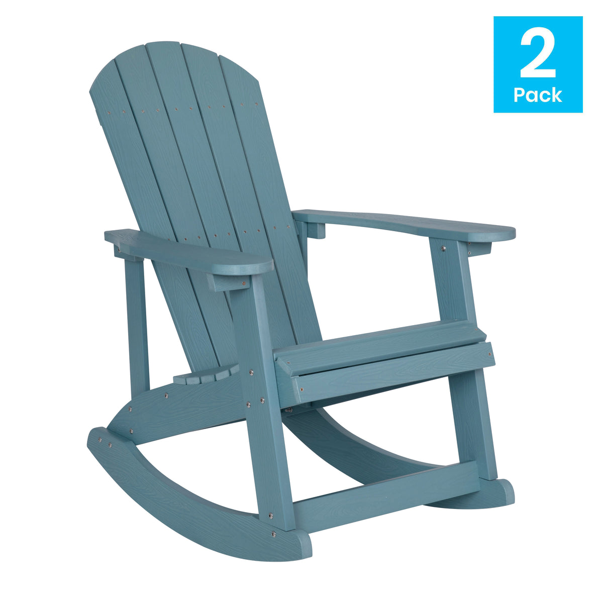 Sea Foam |#| Adirondack Poly Resin Rocking Chairs for Indoor/Outdoor Use in Sea Foam - 2 Pack