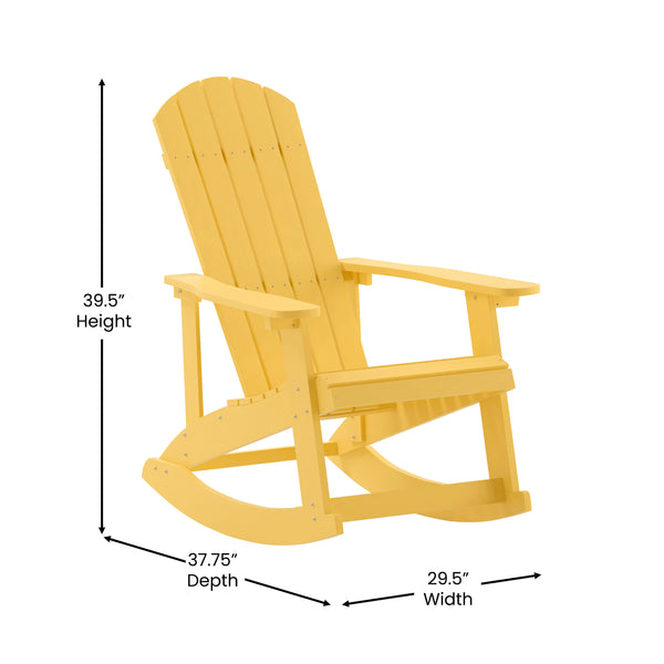 Yellow |#| Adirondack Poly Resin Rocking Chairs for Indoor/Outdoor Use in White - 2 Pack