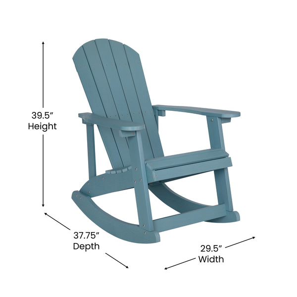 Sea Foam |#| Adirondack Style Poly Resin Wood Rocking Chair for Indoor/Outdoor Use - Sea Foam