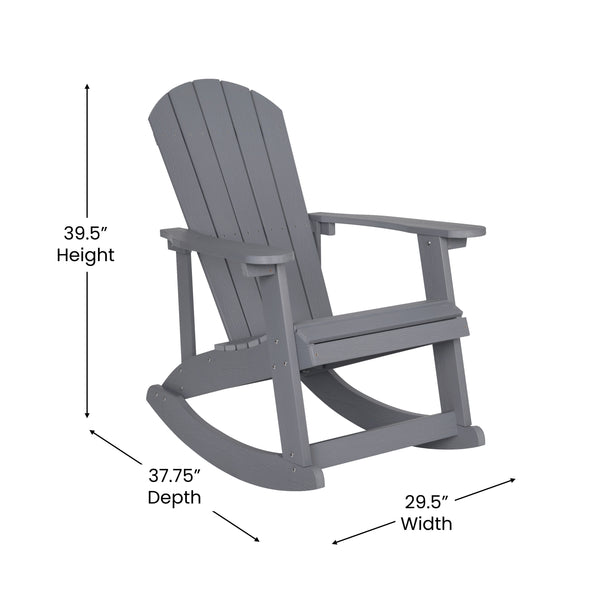 Light Gray |#| Adirondack Style Poly Resin Wood Rocking Chair for Indoor/Outdoor Use - Black