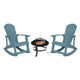 Sea Foam |#| Set of 2 Poly Resin Adirondack Rocking Chairs in Sea Foam & 22inch Round Fire Pit