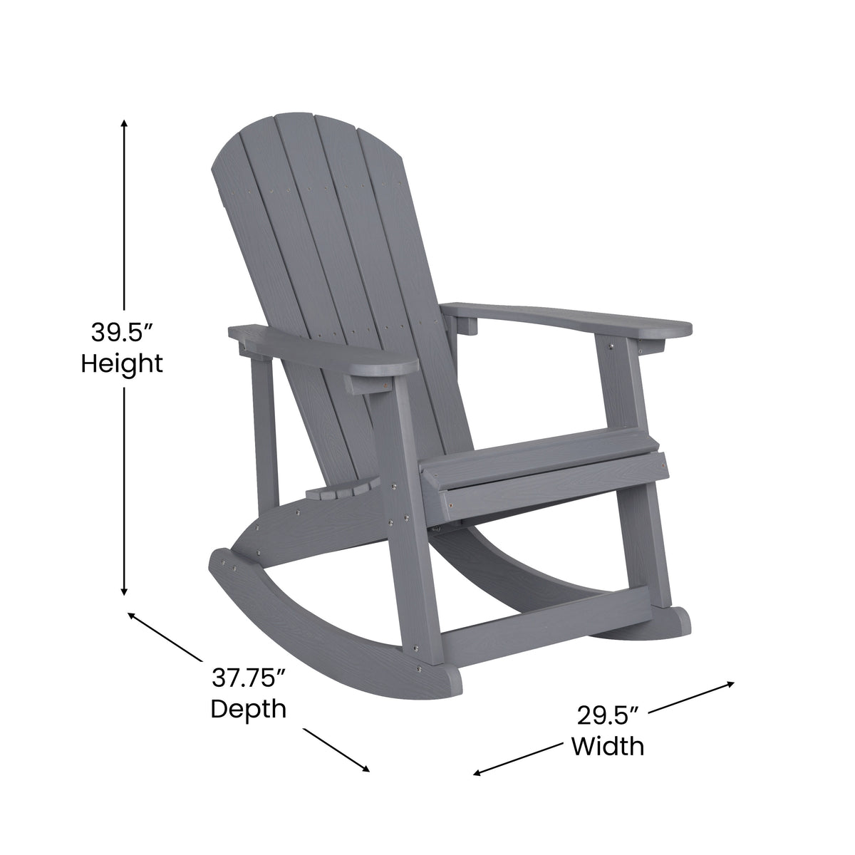 Gray |#| Indoor/Outdoor Gray Rocking Adirondack Chairs with Gray Cushions - Set of 2