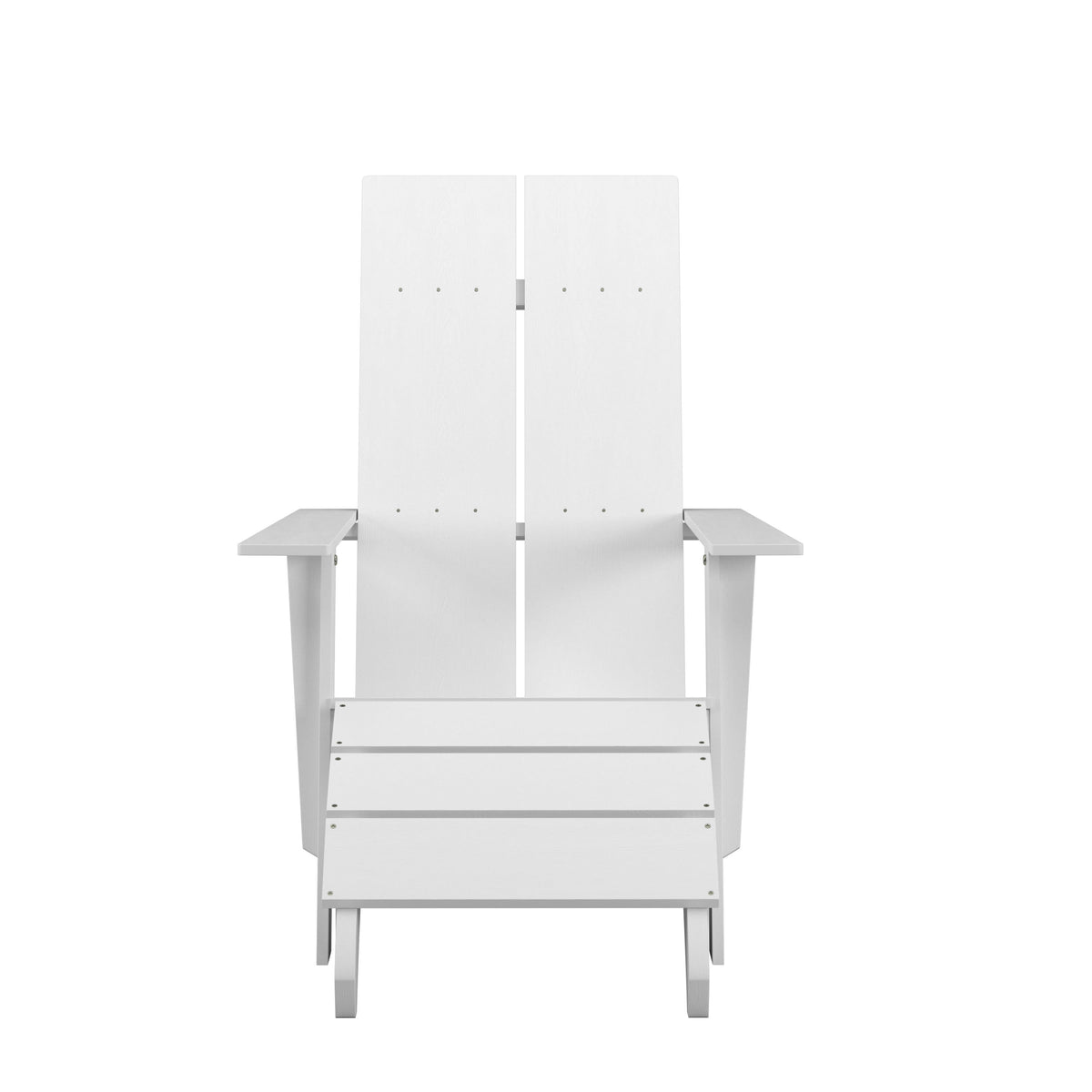 White |#| Indoor/Outdoor Modern 2-Slat Adirondack Style Chair and Footrest in White