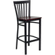 Mahogany Wood Seat/Black Metal Frame |#| Black School House Back Metal Restaurant Barstool - Mahogany Wood Seat