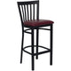 Burgundy Vinyl Seat/Black Metal Frame |#| Black School House Back Metal Restaurant Barstool - Burgundy Vinyl Seat