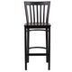 Walnut Wood Seat/Black Metal Frame |#| Black School House Back Metal Restaurant Barstool - Walnut Wood Seat
