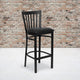 Black Vinyl Seat/Black Metal Frame |#| Black School House Back Metal Restaurant Barstool - Black Vinyl Seat