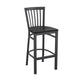 Black Wood Seat/Black Metal Frame |#| Black School House Back Metal Restaurant Barstool - Black Wood Seat