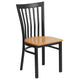 Natural Wood Seat/Black Metal Frame |#| Black School House Back Metal Restaurant Chair - Natural Wood Seat