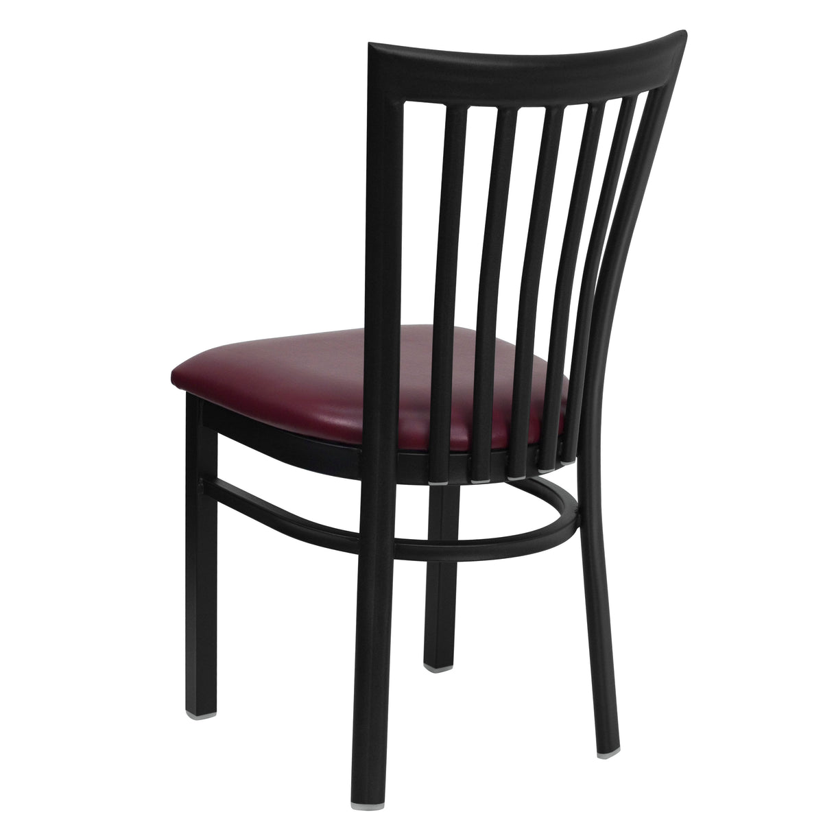 Burgundy Vinyl Seat/Black Metal Frame |#| Black School House Back Metal Restaurant Chair - Burgundy Vinyl Seat