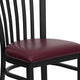 Burgundy Vinyl Seat/Black Metal Frame |#| Black School House Back Metal Restaurant Chair - Burgundy Vinyl Seat