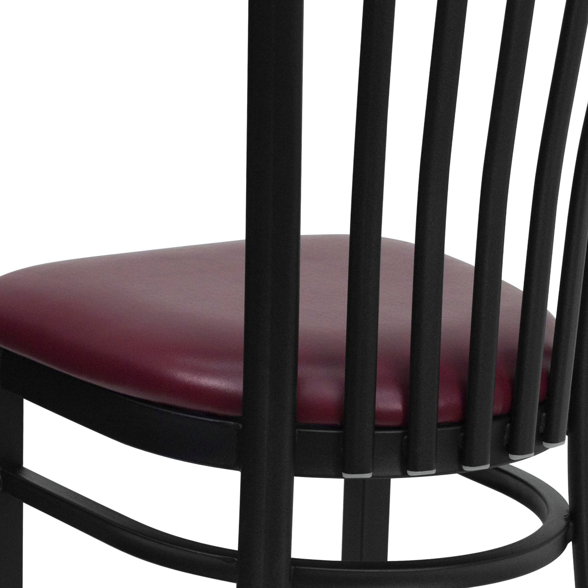 Burgundy Vinyl Seat/Black Metal Frame |#| Black School House Back Metal Restaurant Chair - Burgundy Vinyl Seat