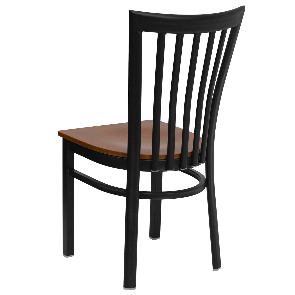 Cherry Wood Seat/Black Metal Frame |#| Black School House Back Metal Restaurant Chair - Cherry Wood Seat