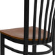 Cherry Wood Seat/Black Metal Frame |#| Black School House Back Metal Restaurant Chair - Cherry Wood Seat